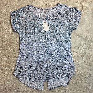 Lucky brand floral short sleeve tee blue white M